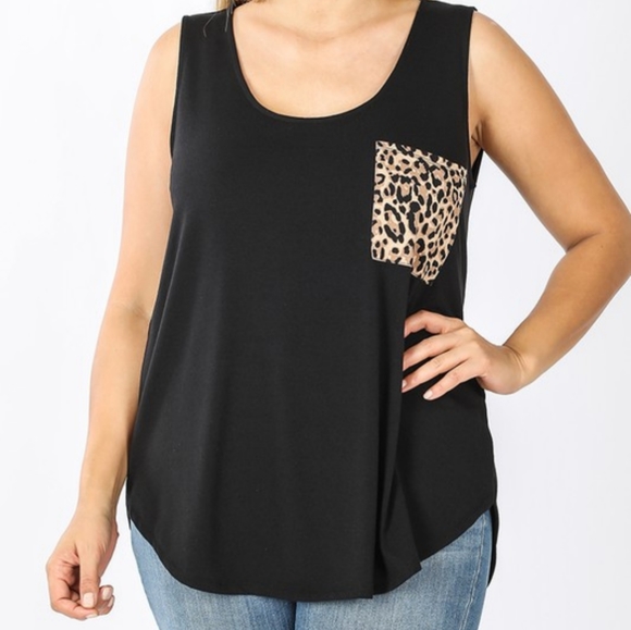 Tops - Cheetah Pocket Tanktop